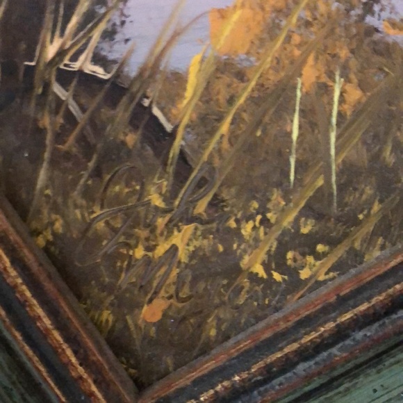 Vintage Scenic Oil Painting – Lake & Mountain View by John Meyers - Picture 3 of 4